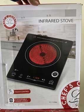 Chef's Counter Infrared Stove - Black with Red Heating Surface New Unopened